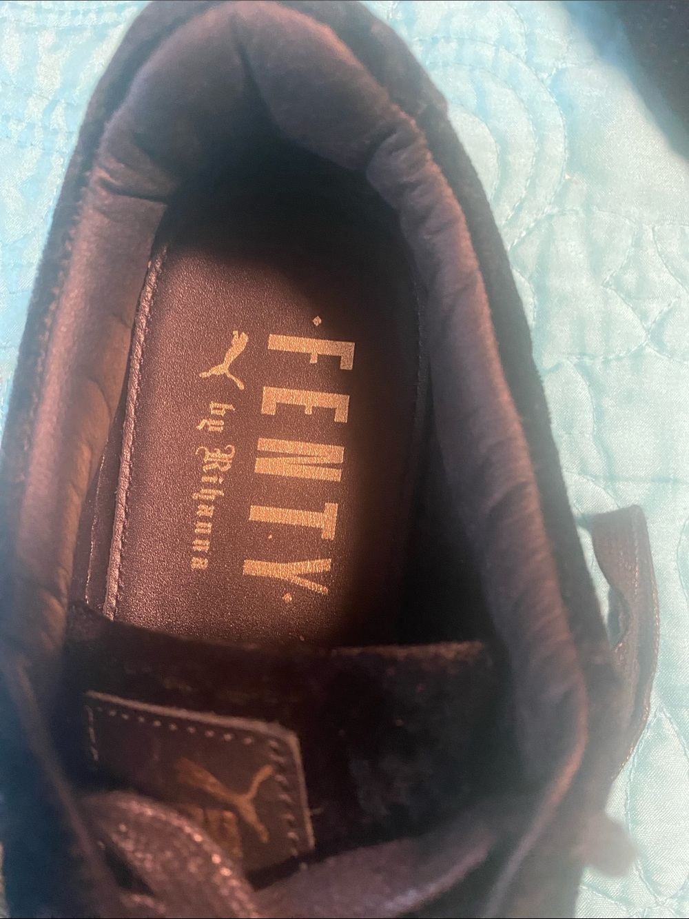 Puma Women’s Black Velvet Low-Top Sneakers with Gold Logo - Picture 3 of 5